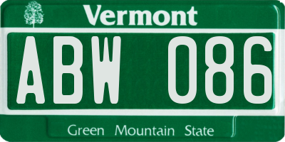 VT license plate ABW086