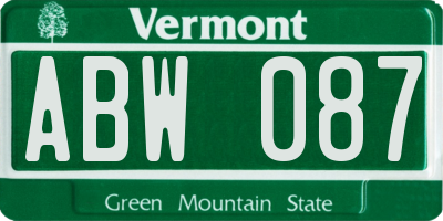 VT license plate ABW087