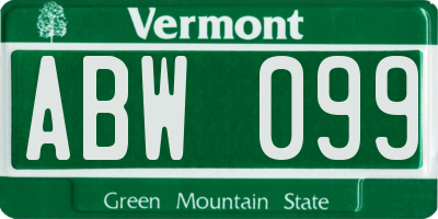 VT license plate ABW099