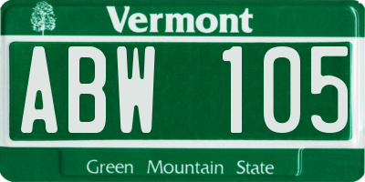 VT license plate ABW105