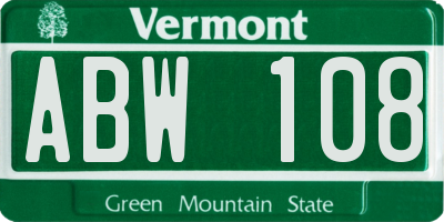 VT license plate ABW108