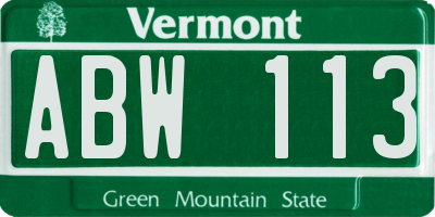 VT license plate ABW113