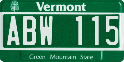 VT license plate ABW115