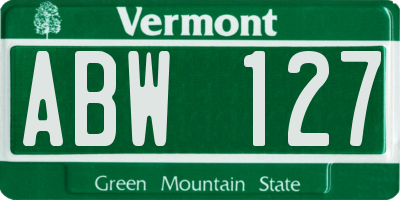 VT license plate ABW127