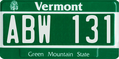 VT license plate ABW131