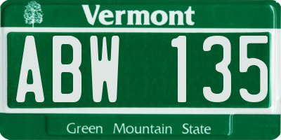 VT license plate ABW135