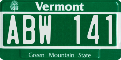 VT license plate ABW141