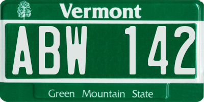 VT license plate ABW142