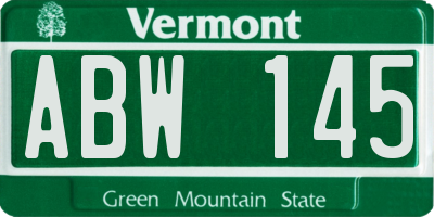 VT license plate ABW145