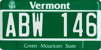 VT license plate ABW146