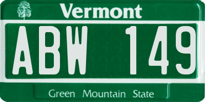 VT license plate ABW149