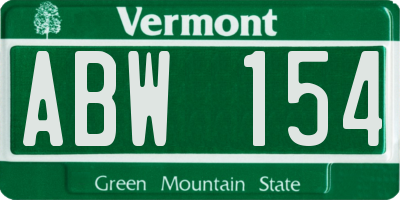 VT license plate ABW154