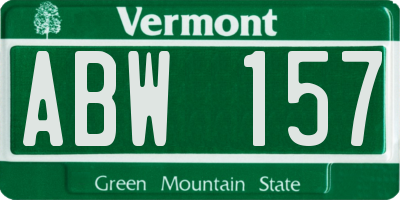 VT license plate ABW157