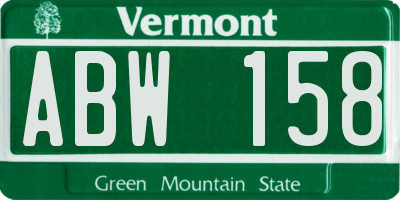 VT license plate ABW158
