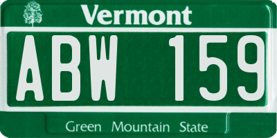 VT license plate ABW159