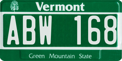 VT license plate ABW168