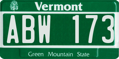 VT license plate ABW173