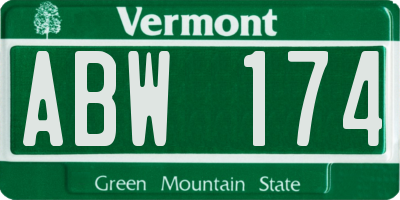 VT license plate ABW174