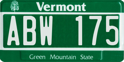 VT license plate ABW175