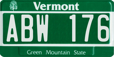 VT license plate ABW176