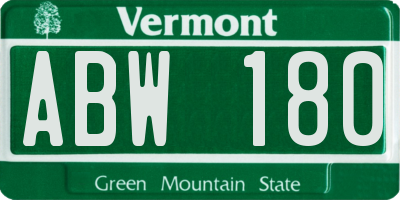 VT license plate ABW180