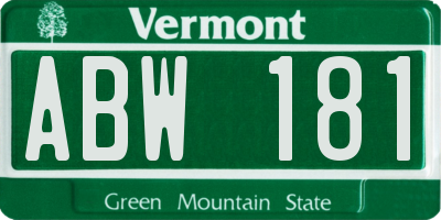 VT license plate ABW181
