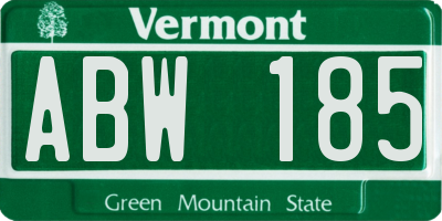 VT license plate ABW185