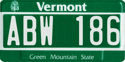 VT license plate ABW186