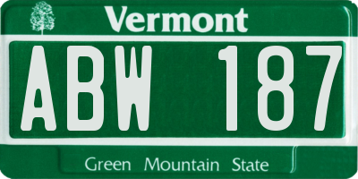 VT license plate ABW187