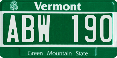 VT license plate ABW190
