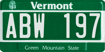 VT license plate ABW197