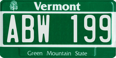 VT license plate ABW199