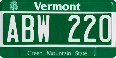 VT license plate ABW220