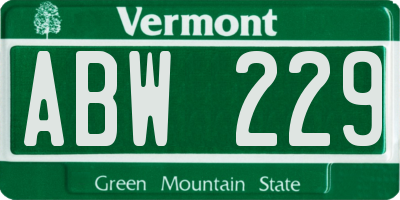 VT license plate ABW229