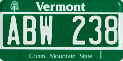 VT license plate ABW238