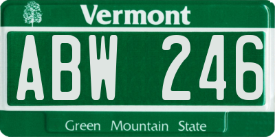 VT license plate ABW246