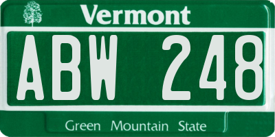VT license plate ABW248