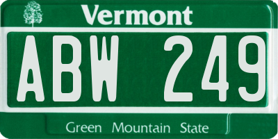 VT license plate ABW249
