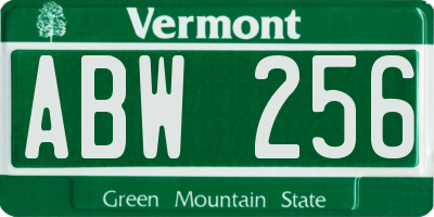 VT license plate ABW256