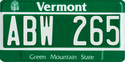 VT license plate ABW265