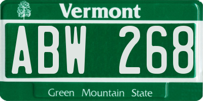 VT license plate ABW268