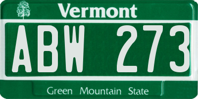 VT license plate ABW273