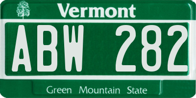 VT license plate ABW282