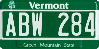 VT license plate ABW284