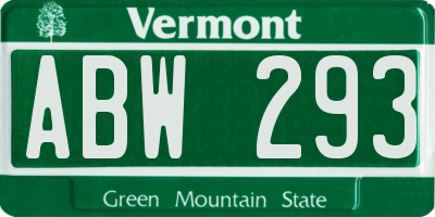 VT license plate ABW293