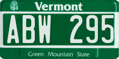 VT license plate ABW295