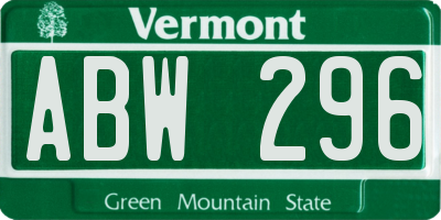 VT license plate ABW296