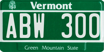 VT license plate ABW300