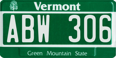 VT license plate ABW306