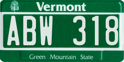 VT license plate ABW318
